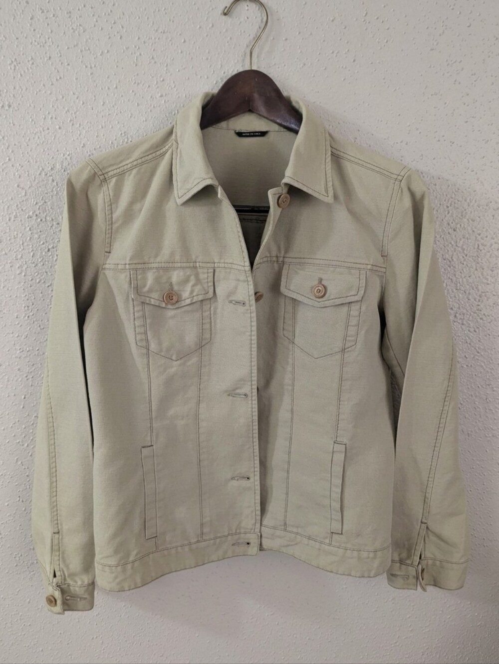 Max Mara Beige Cotton/Linen Trucker Jacket Size Medium